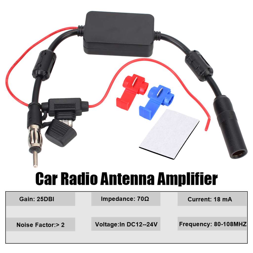 FM/AM Radio Stereo Signal Amplifier 80-108MHZ FM Booster Universal Car Radio Antenna Amplifier 12V